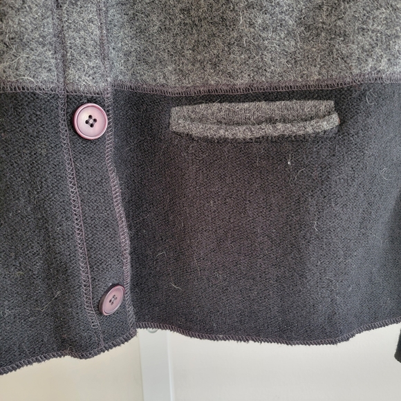 Tinu & Stu Vintage Gray Black Jacket Cardigan Boiled Wool Natural Fibers Medium - Picture 4 of 7